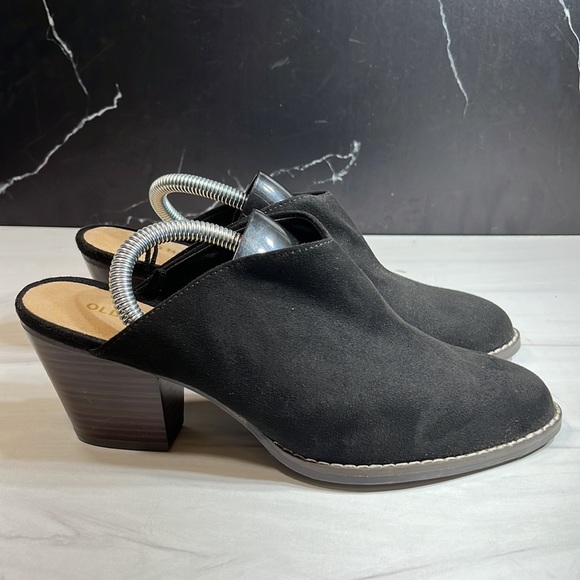Old Navy Slip-On Pointed Toe Heel Suede Black sz 6 - Picture 4 of 9